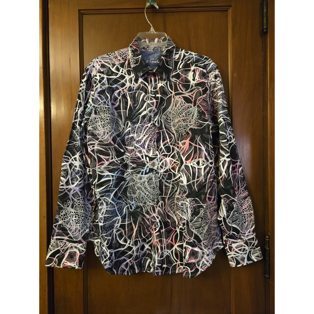 Robert Graham RALSTON Embroidered Abstract Men's Size Large Classic Fit EUC